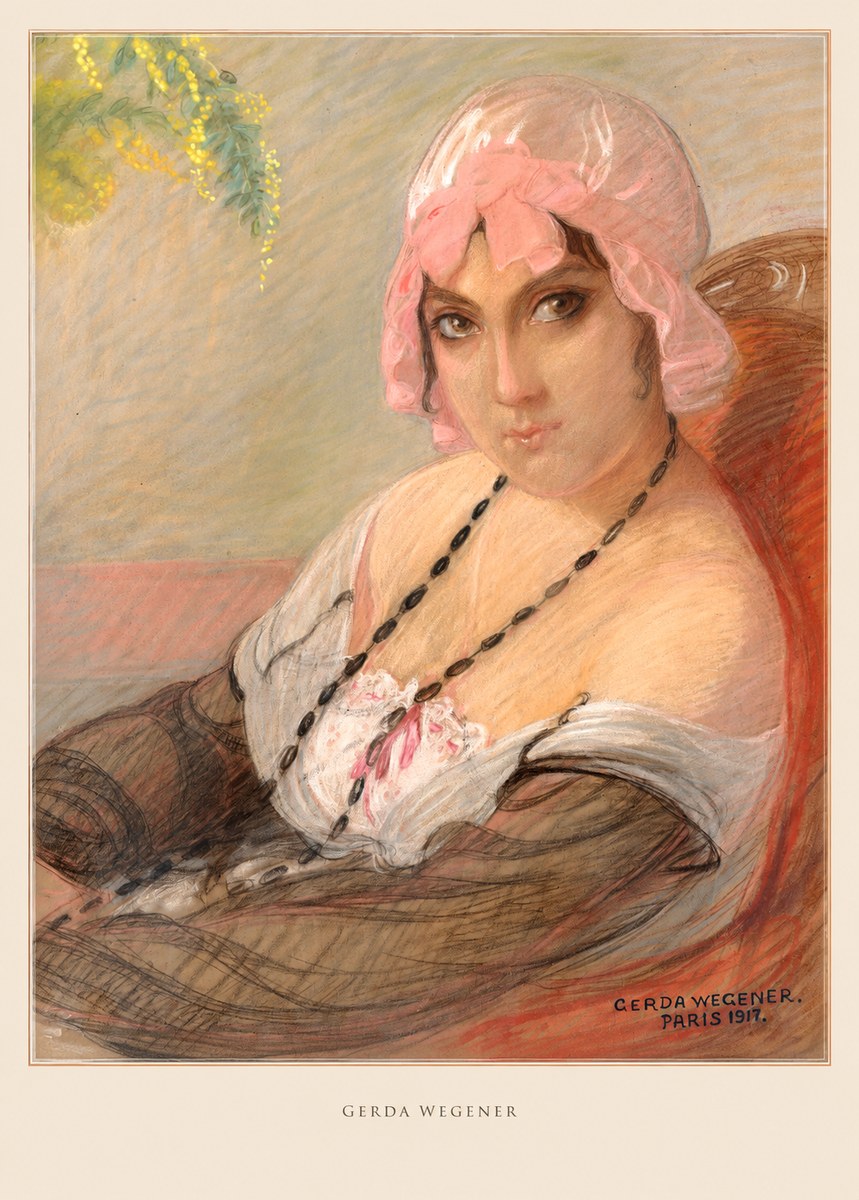 Gerda Wegener Woman in a Pink Bonnet No6 - Juliste