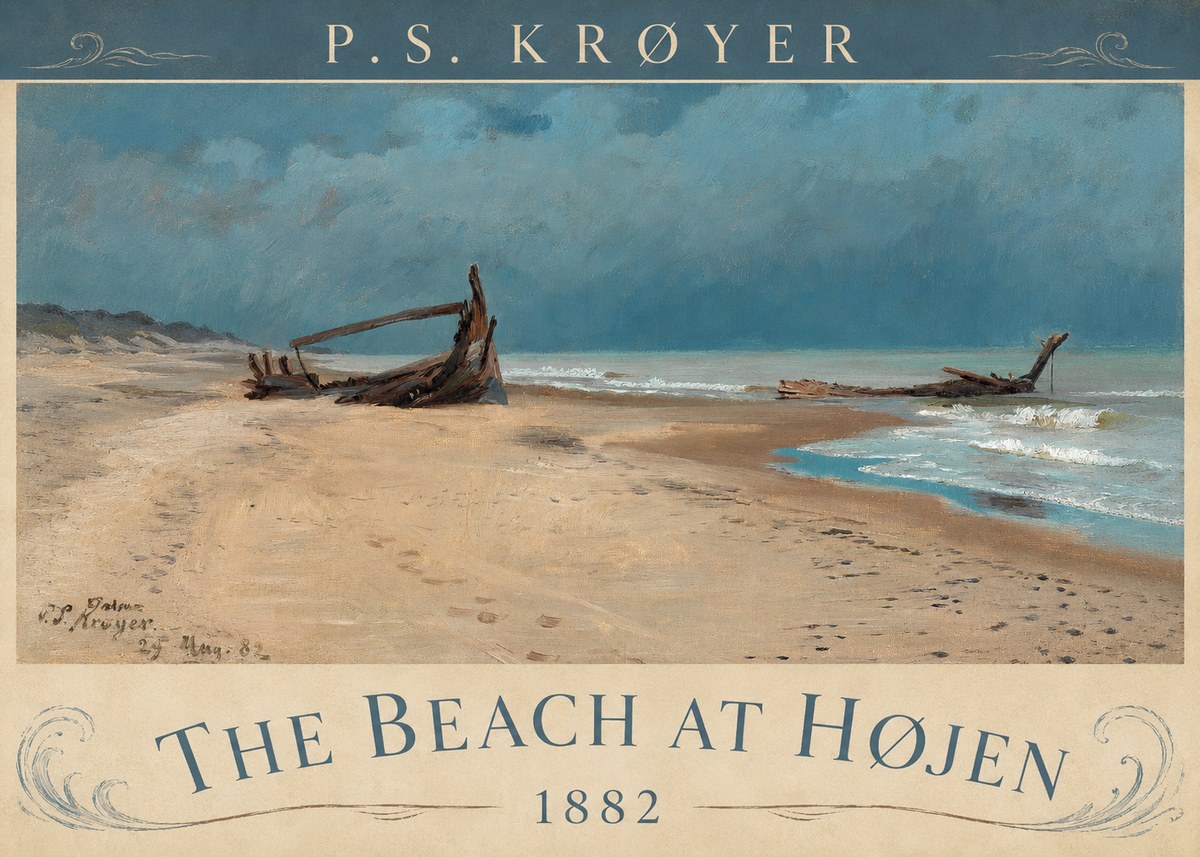 P.S. Krøyer The Beach at Højen No4 - Juliste