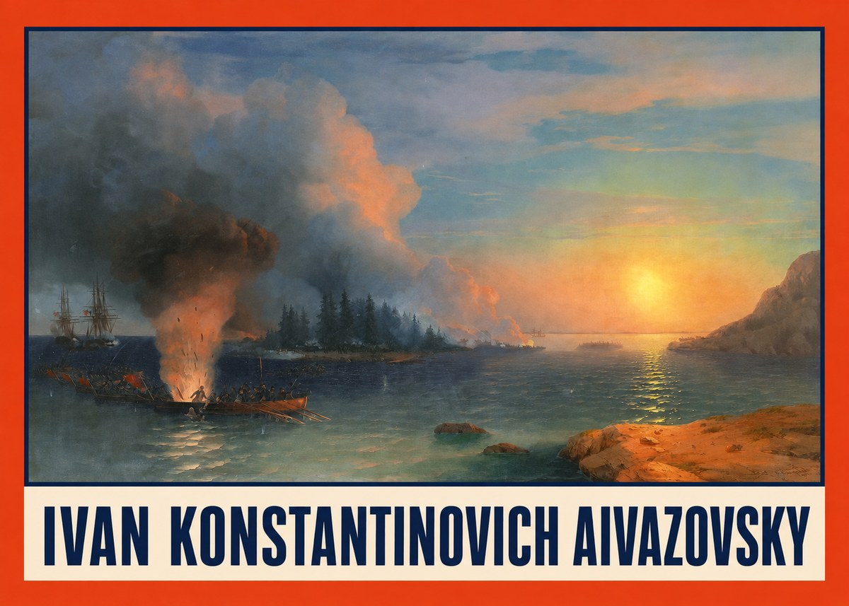 Ivan Konstantinovich Aivazovsky Battle of Chesma No2 - Juliste