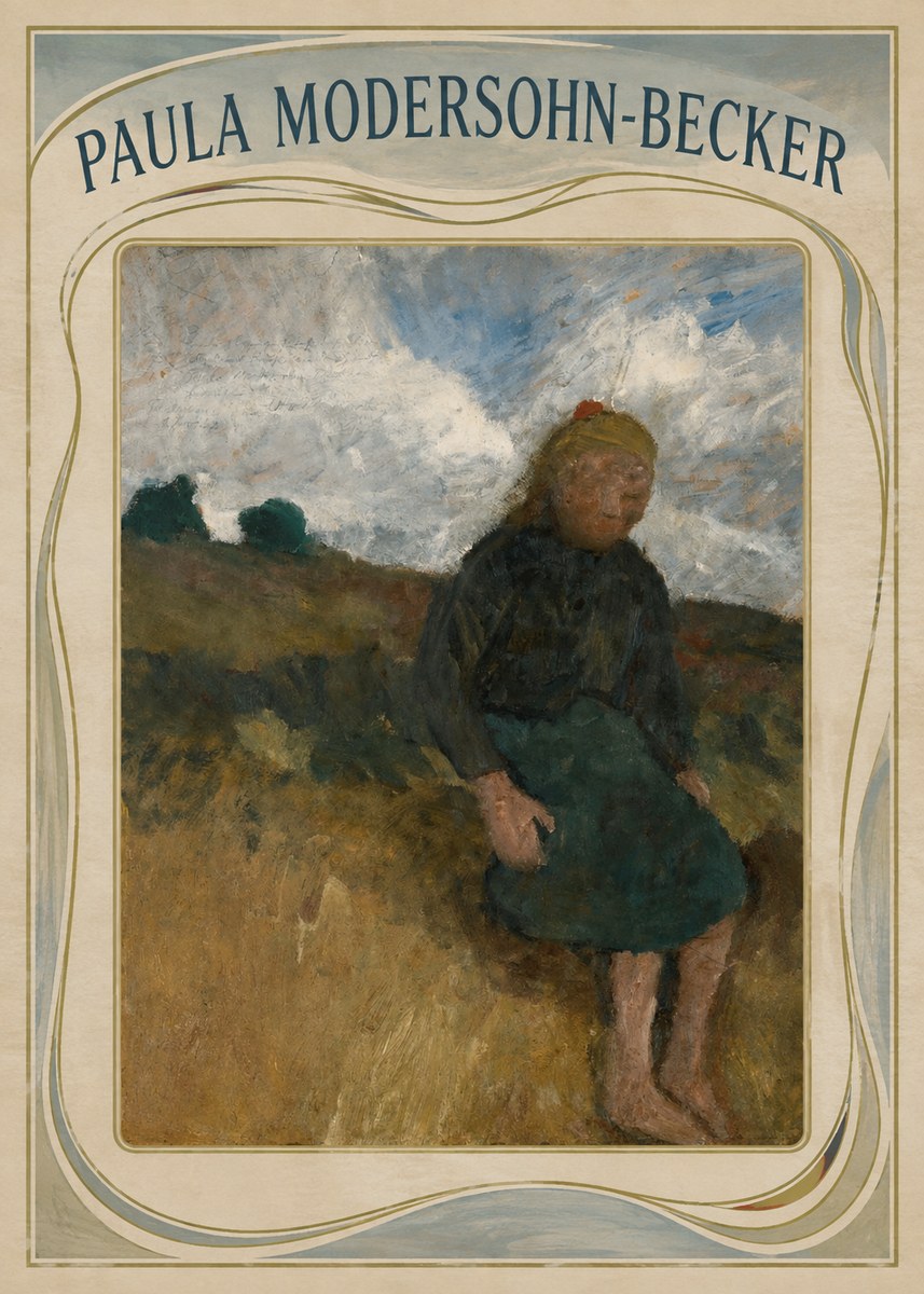 Paula Modersohn-Becker Seated Girl in the Moor No4 - Juliste