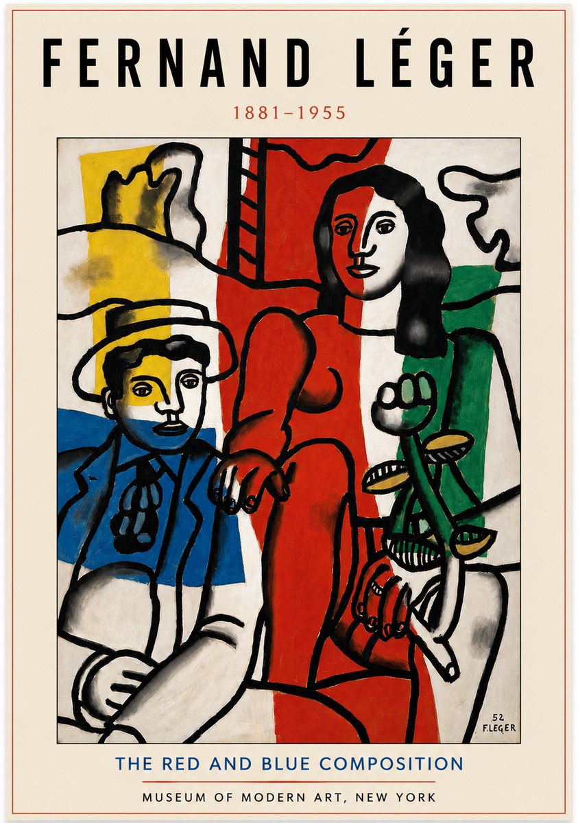 Fernand Léger The Red and Blue Composition No3 - Juliste