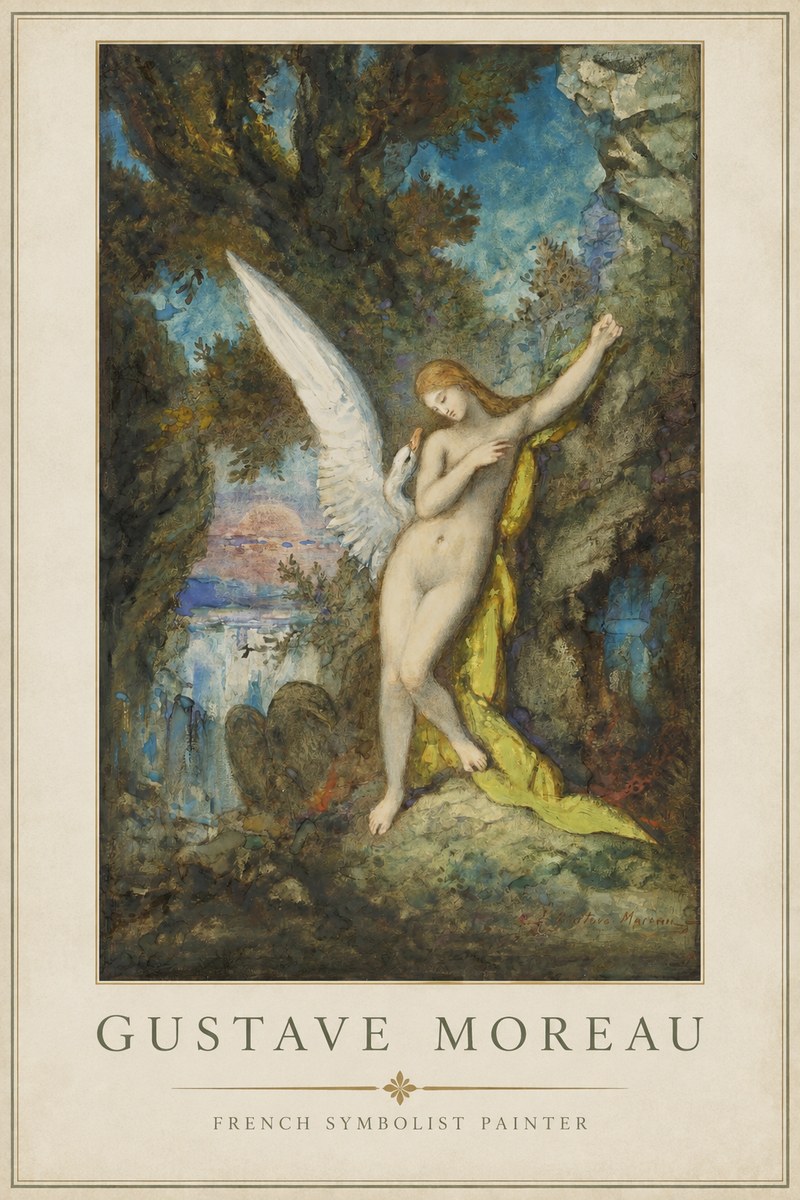 Gustave Moreau Leda and the Swan No1 - Juliste
