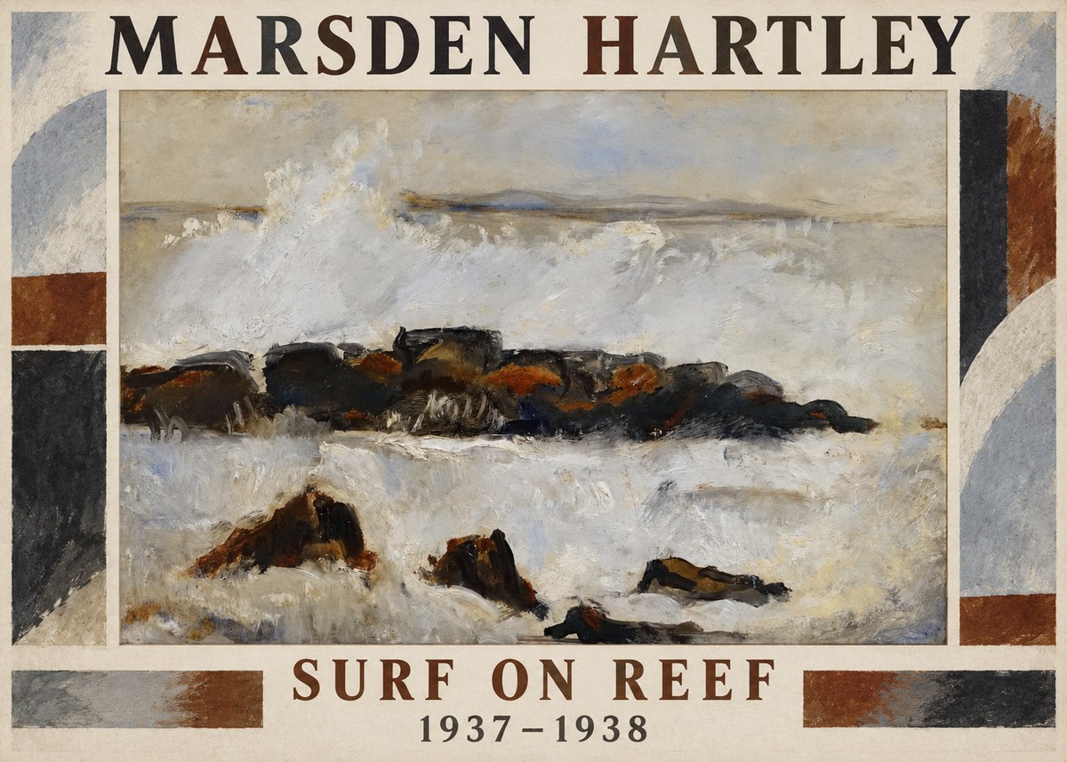 Marsden Hartley Surf on Reef No1 - Juliste