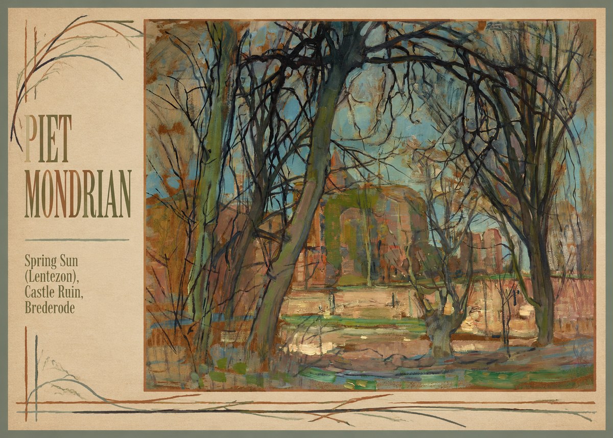 Piet Mondrian Spring Sun (Lentezon), Castle Ruin, Brederode No1 - Juliste