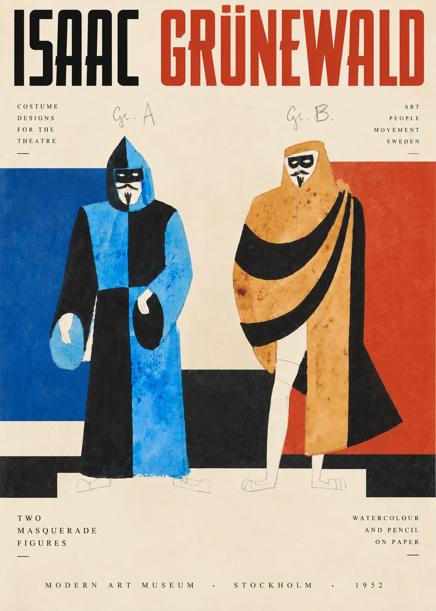 Isaac Grünewald Two Masquerade Figures - Costume Sketch No3 - Juliste