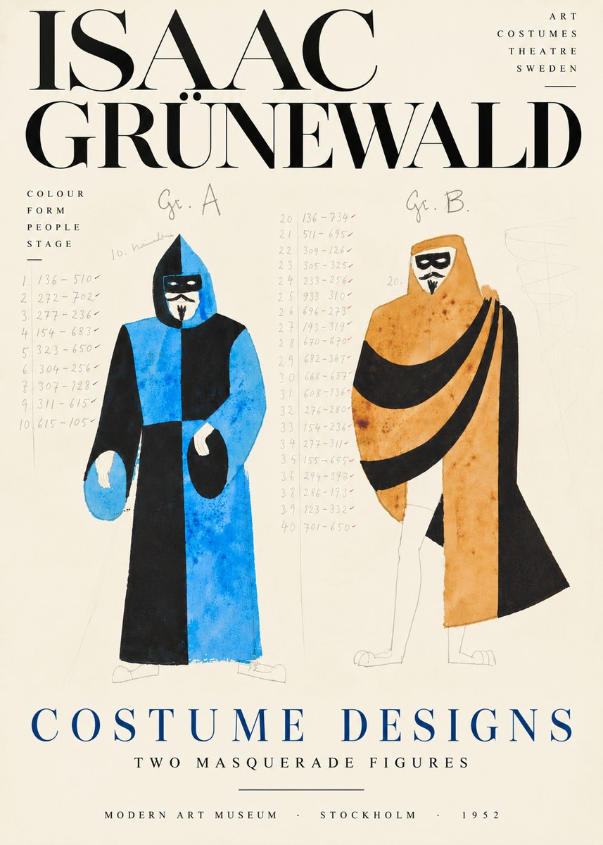 Isaac Grünewald Two Masquerade Figures - Costume Sketch No6 - Juliste