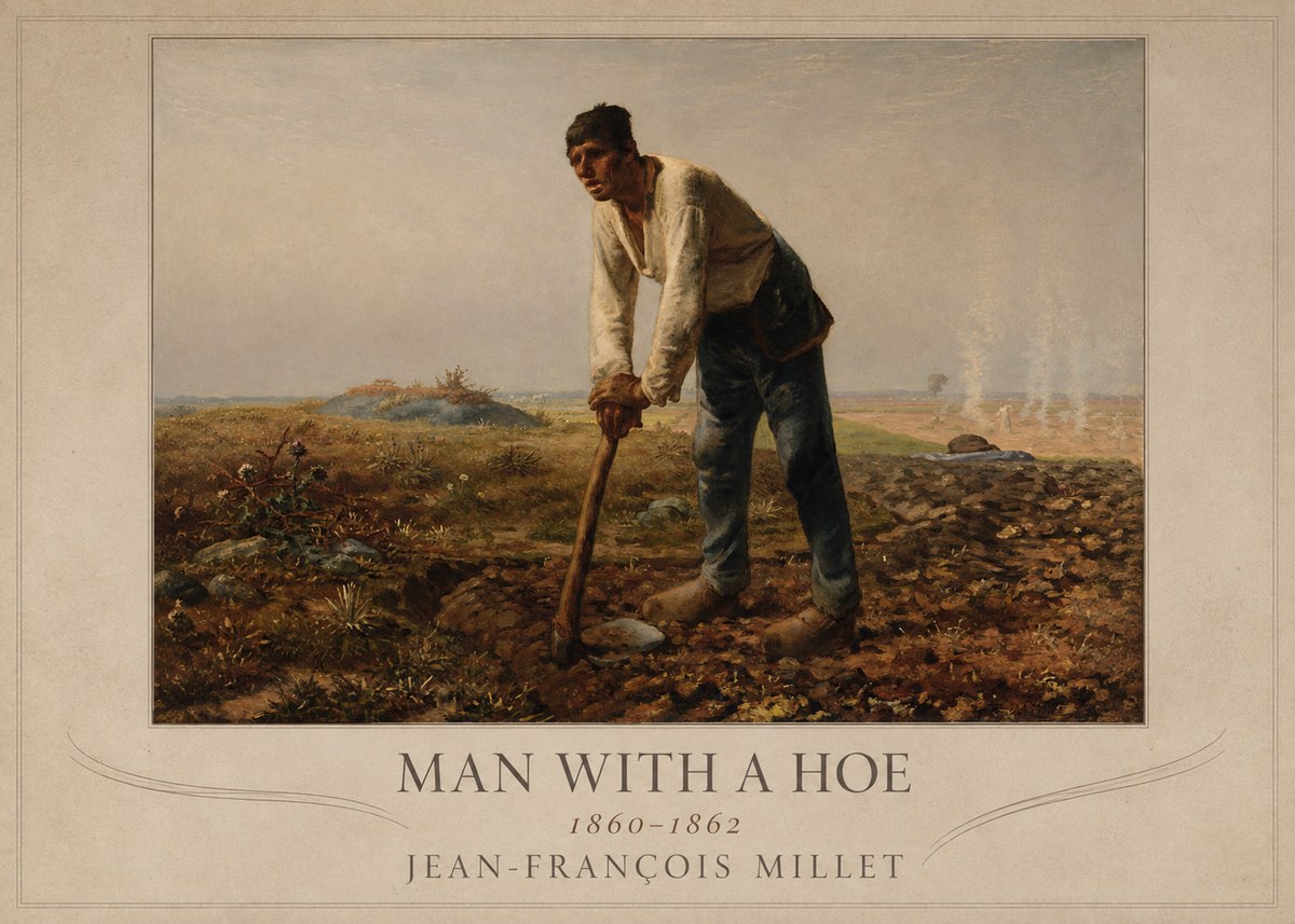 Jean-François Millet Man with a Hoe No4 - Juliste