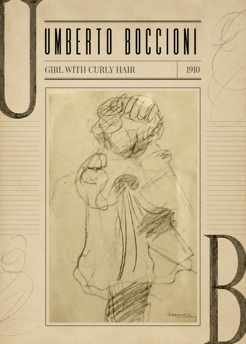 Umberto Boccioni Girl with Curly Hair No3 - Juliste