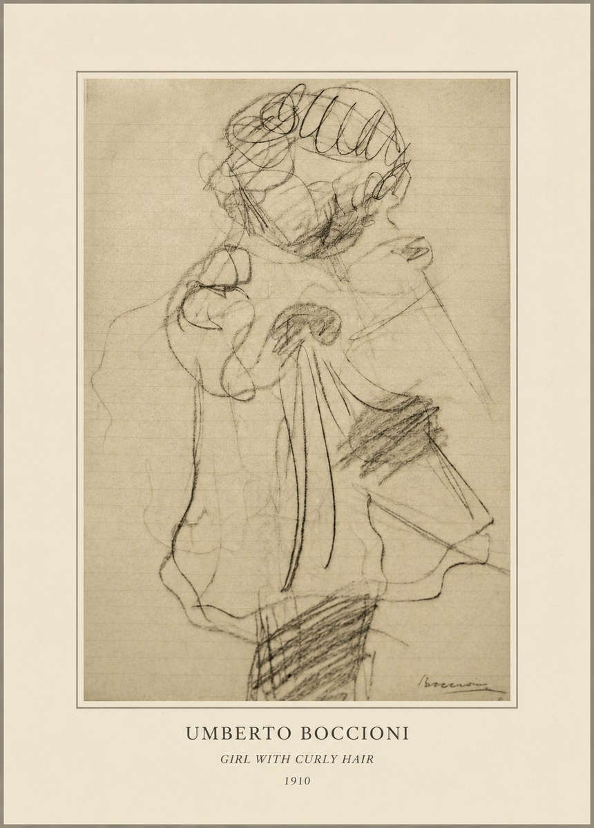 Umberto Boccioni Girl with Curly Hair No4 - Juliste