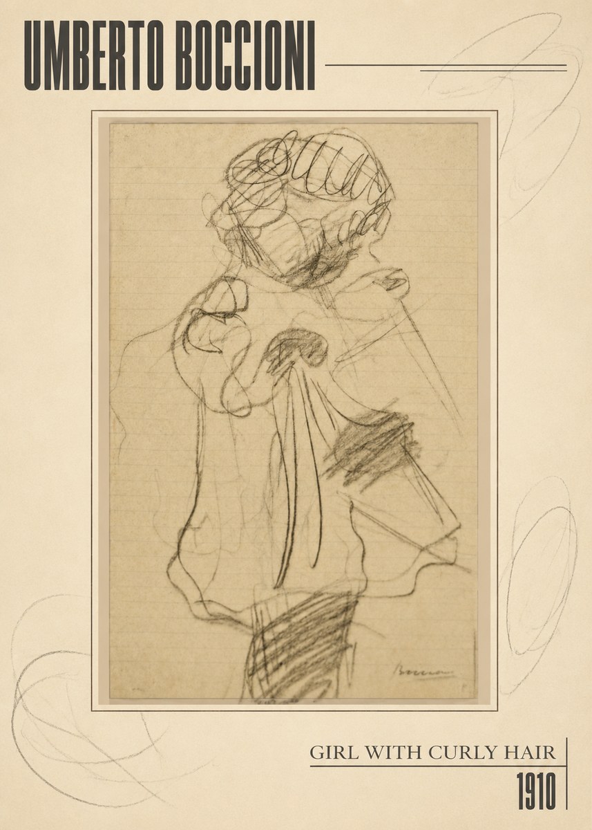 Umberto Boccioni Girl with Curly Hair No5 - Juliste