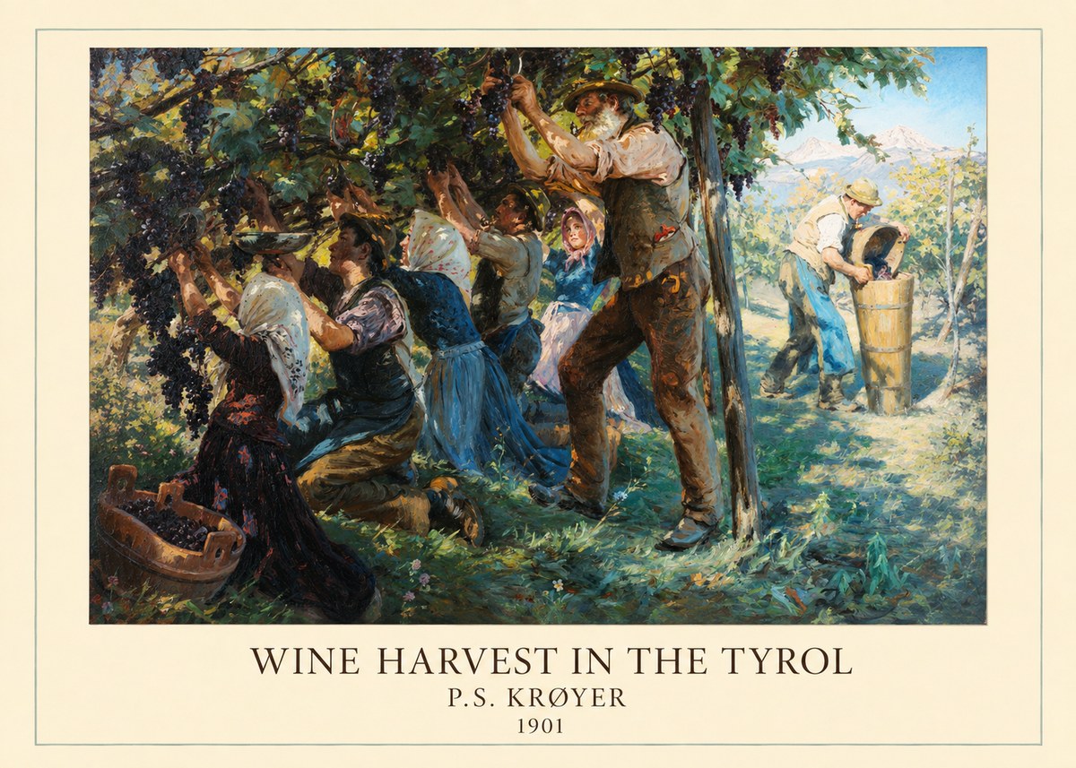P.S. Krøyer Wine Harvest in the Tyrol No5 - Juliste