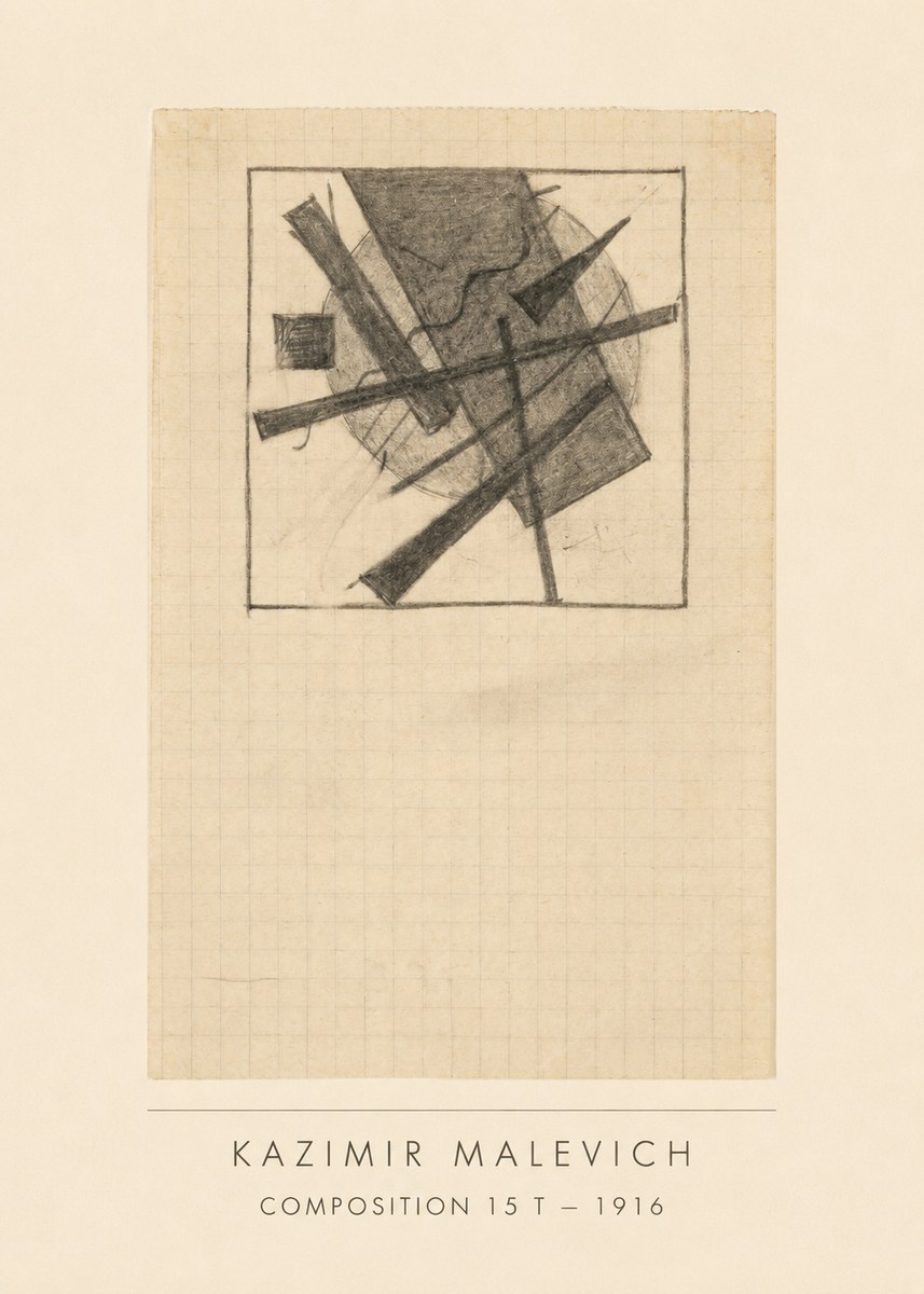 Kazimir Malevich Composition 15 T - 1916 No3 - Juliste