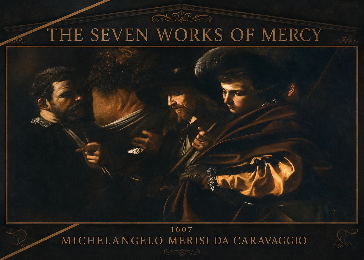 Michelangelo Merisi da Caravaggio The Seven Works of Mercy VI No3 - Juliste