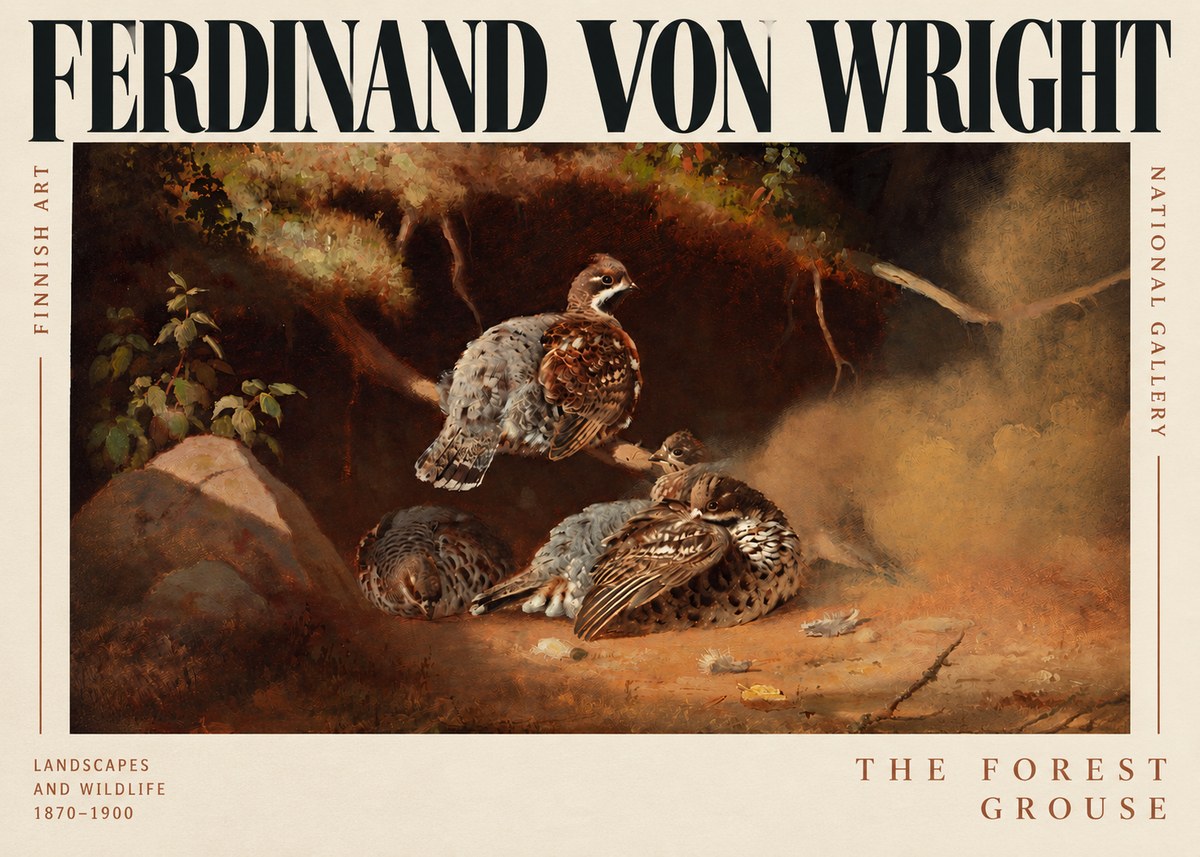Ferdinand von Wright Grouse in a Forest Hollow No3 - Juliste
