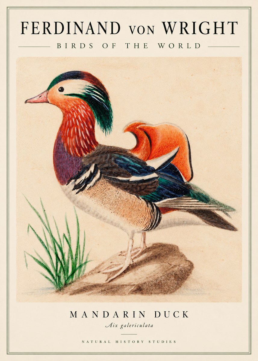 Ferdinand von Wright Mandarin Duck No3 - Juliste