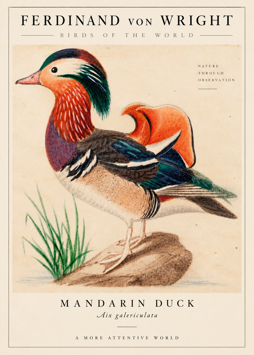 Ferdinand von Wright Mandarin Duck No6 - Juliste