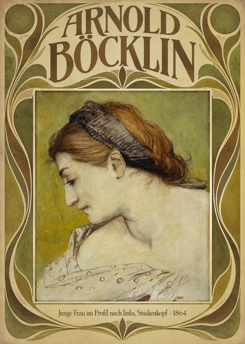 Arnold Böcklin Junge Frau Im Profil Nach Links, Studienkopf No6 - Juliste