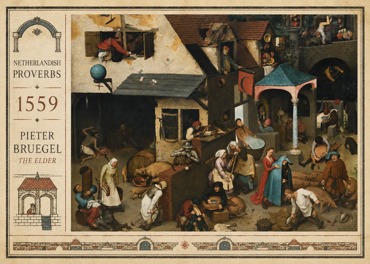 Pieter Bruegel Netherlandish Proverbs VII No2 - Juliste