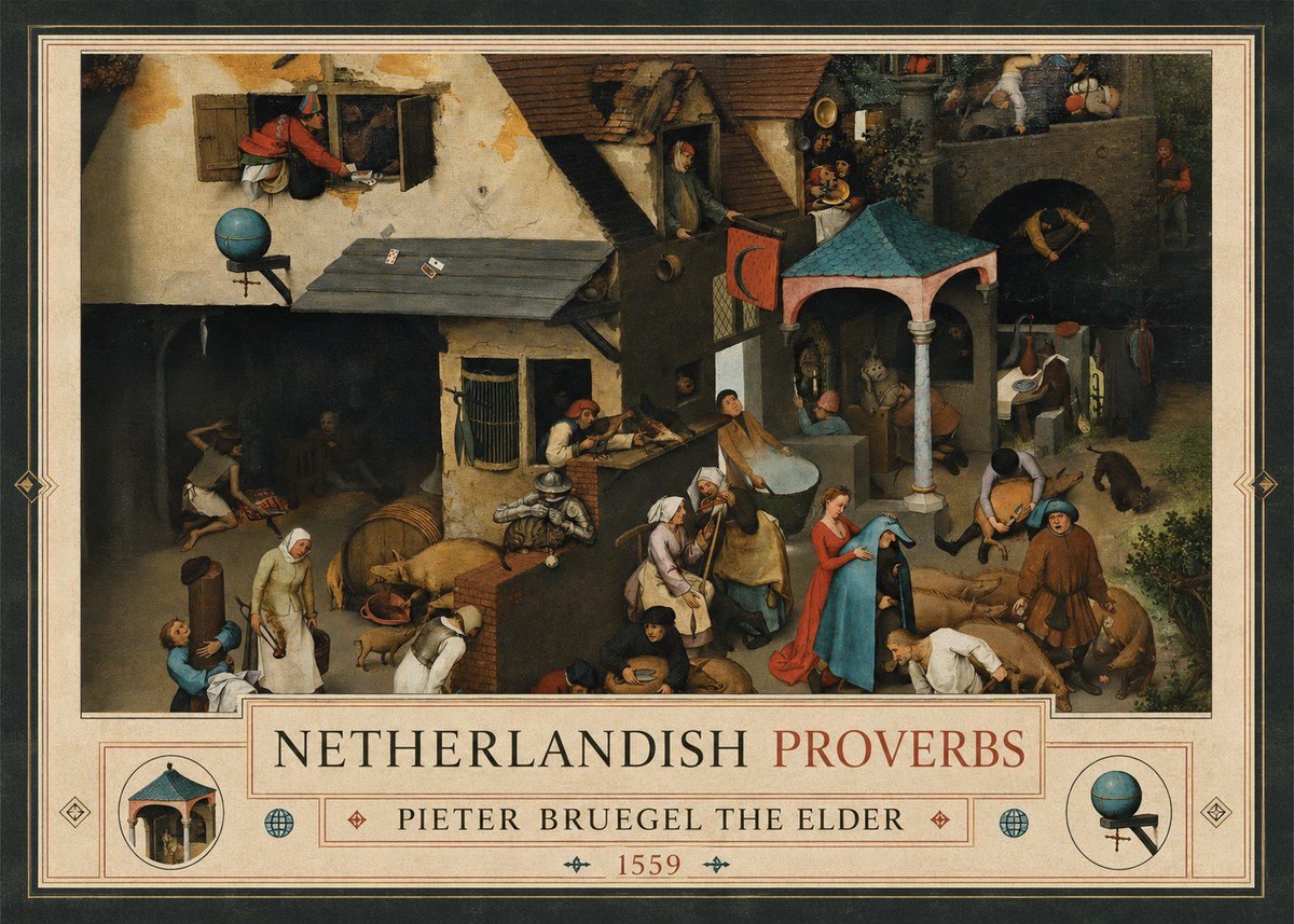 Pieter Bruegel Netherlandish Proverbs VII No3 - Juliste