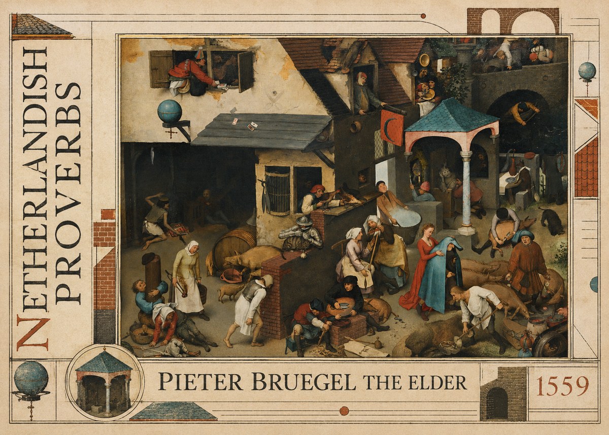 Pieter Bruegel Netherlandish Proverbs VII No5 - Juliste