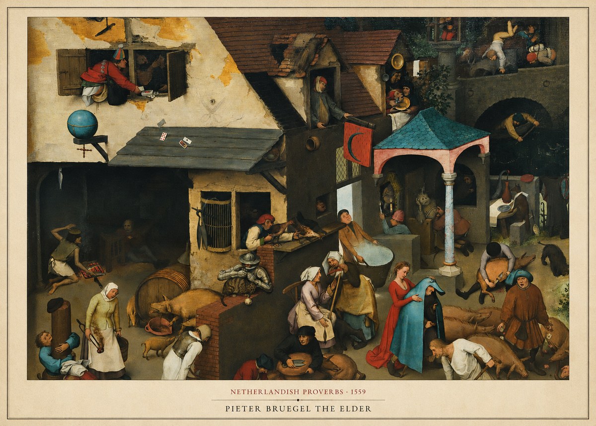 Pieter Bruegel Netherlandish Proverbs VII No6 - Juliste