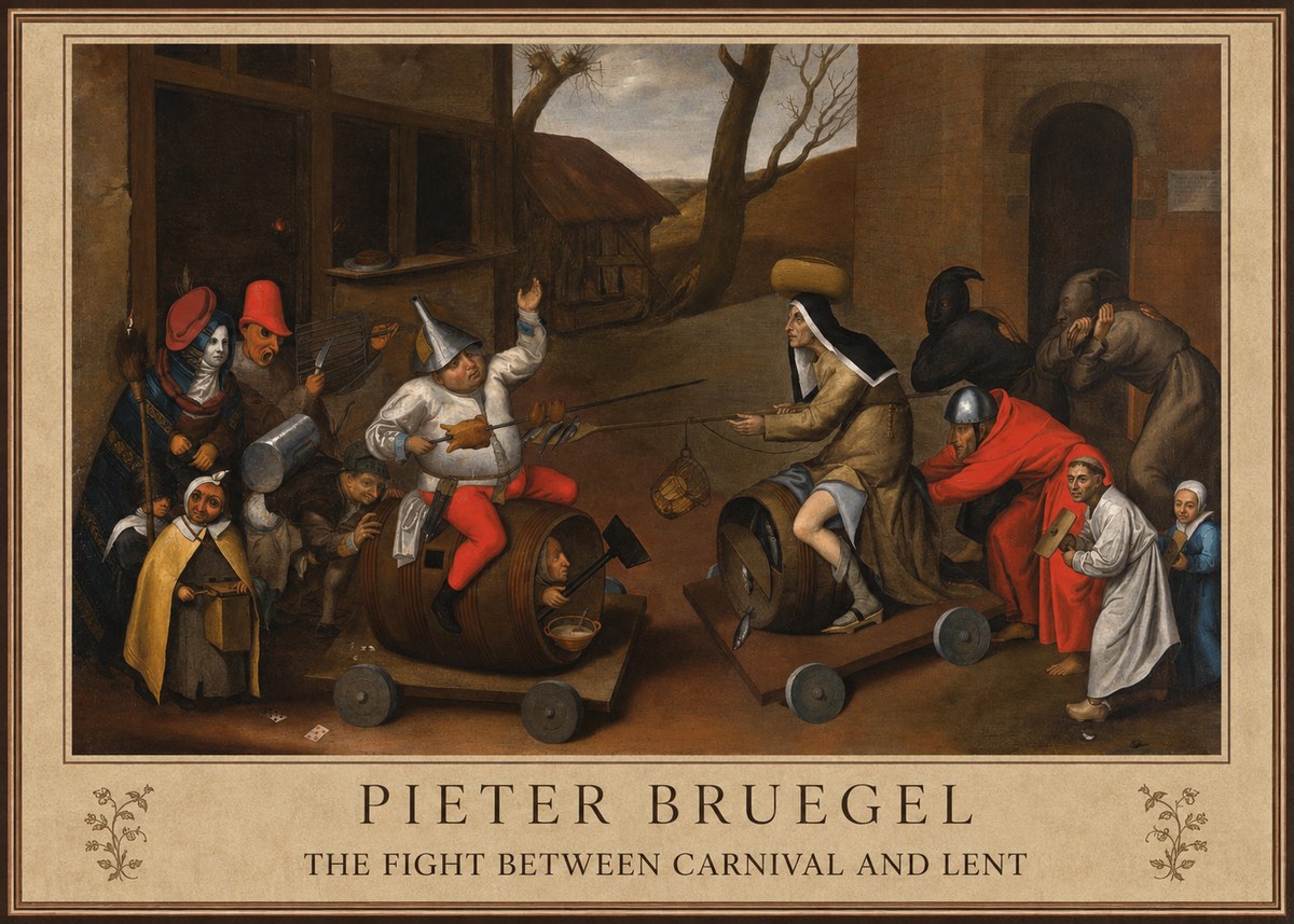 Pieter Bruegel The Fight Between Carnival and Lent IV No1 - Juliste