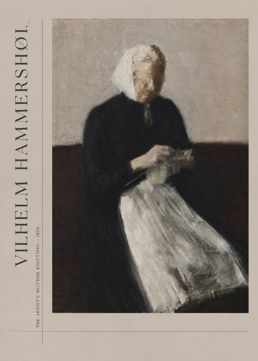 Vilhelm Hammershøi The Artist's Mother Knitting No2 - Juliste