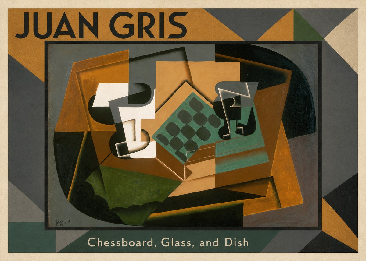 Juan Gris Chessboard, Glass, and Dish No1 - Juliste