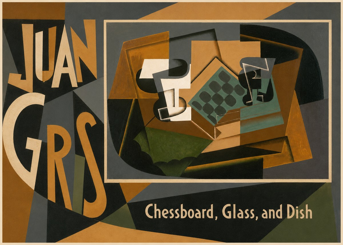 Juan Gris Chessboard, Glass, and Dish No2 - Juliste