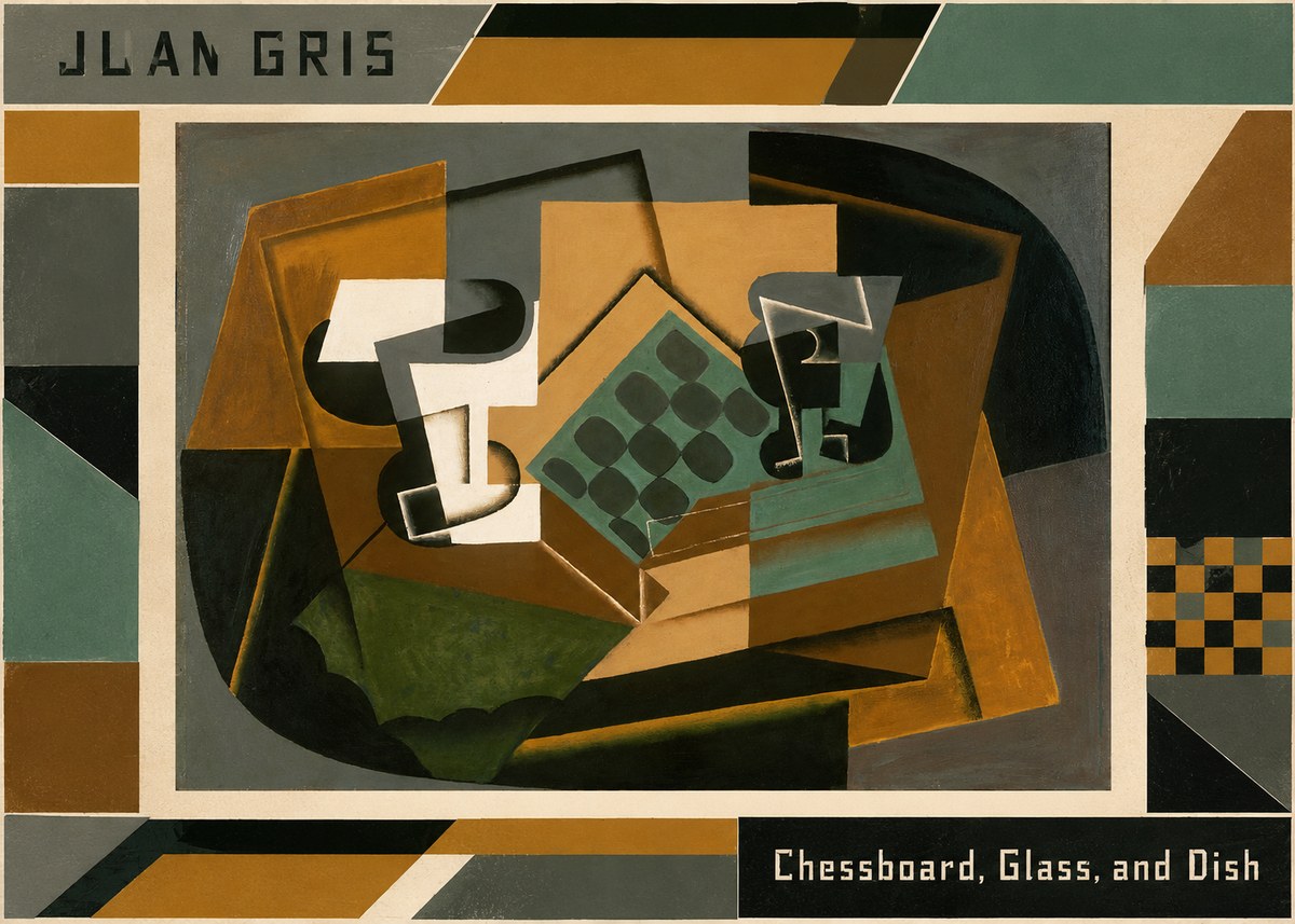 Juan Gris Chessboard, Glass, and Dish No3 - Juliste