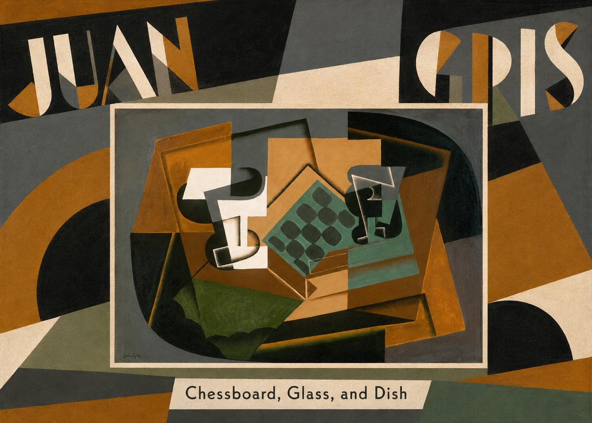 Juan Gris Chessboard, Glass, and Dish No5 - Juliste