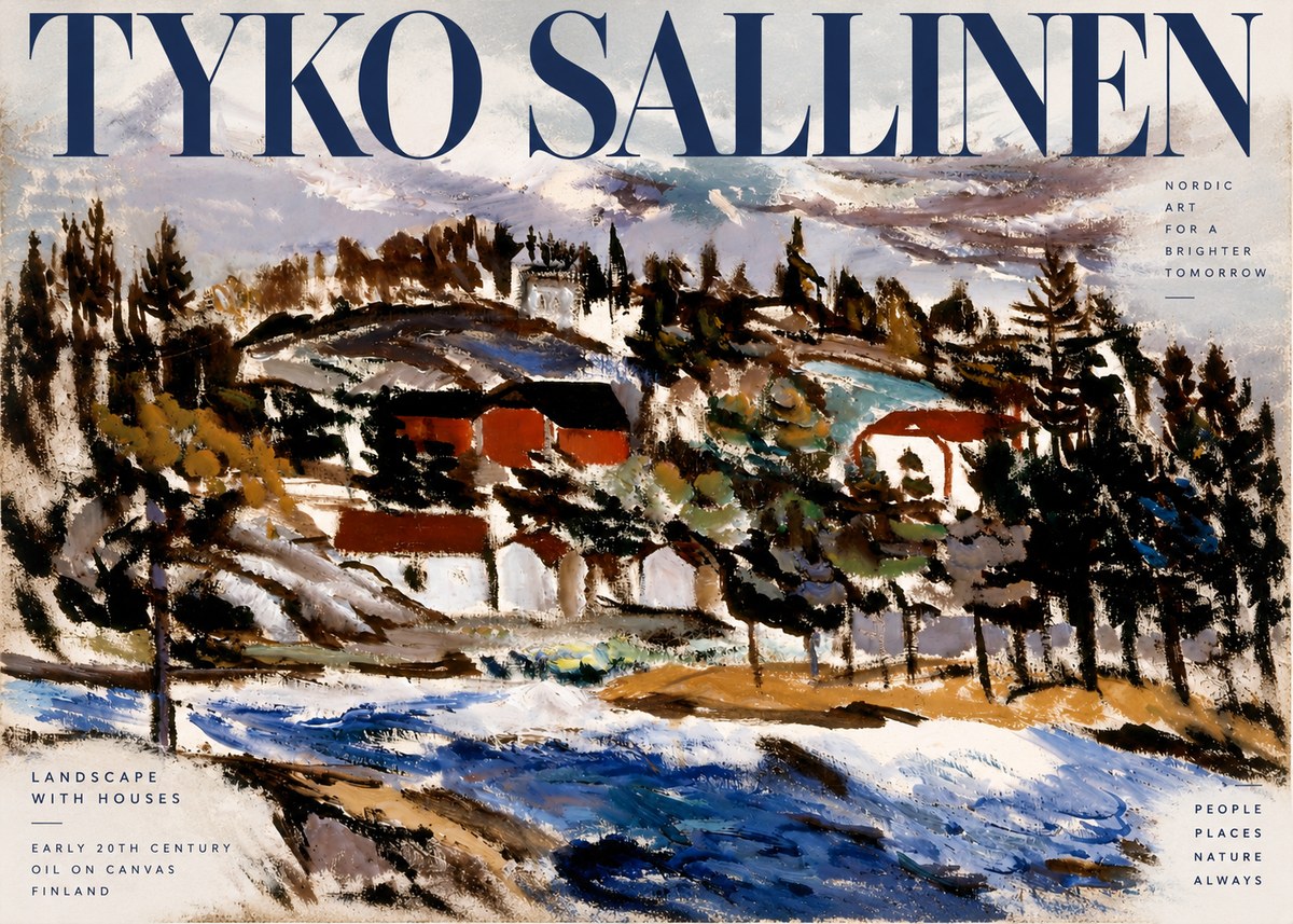 Tyko Sallinen Landscape with Houses No3 - Juliste
