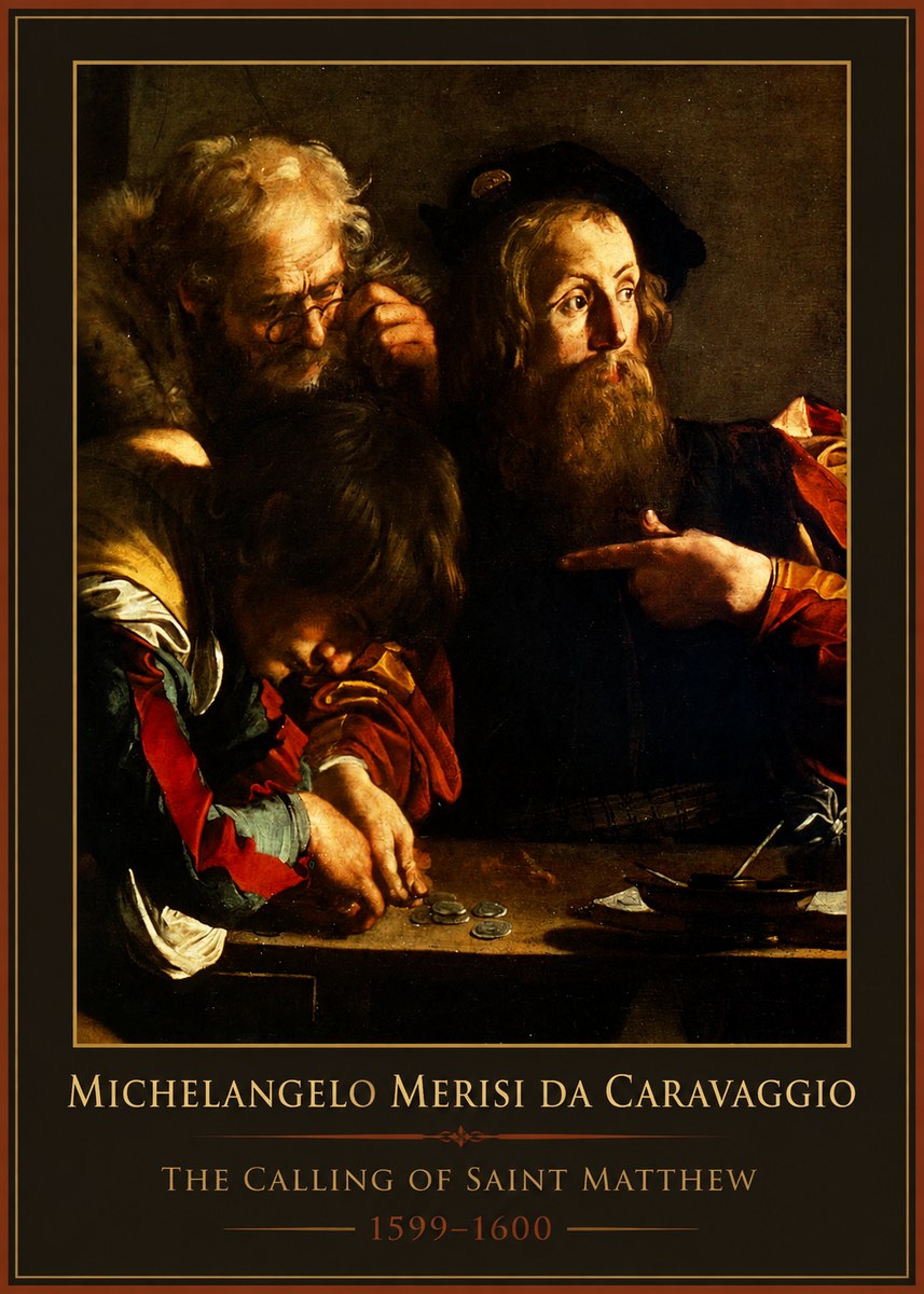 Michelangelo Merisi da Caravaggio The Calling of Saint Matthew II No1 - Juliste
