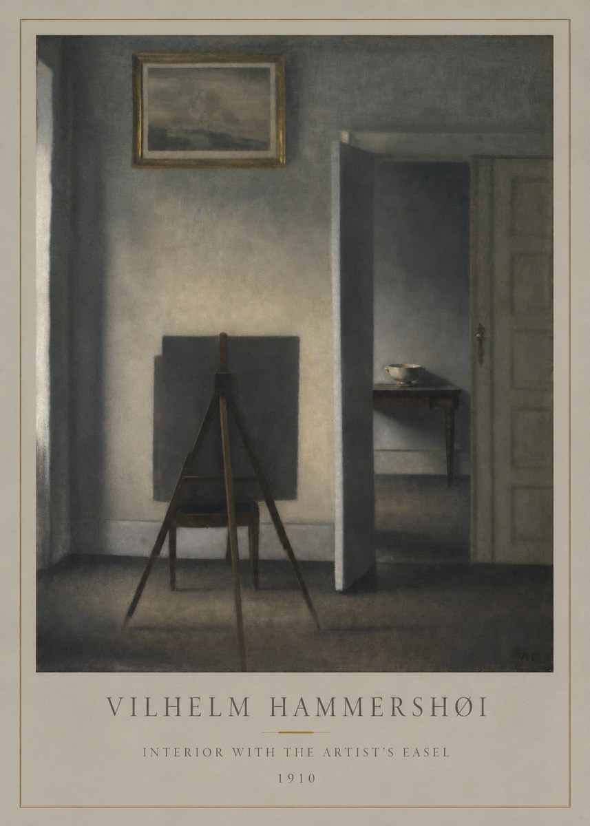Vilhelm Hammershøi Interior with the Artist's Easel II No1 - Juliste