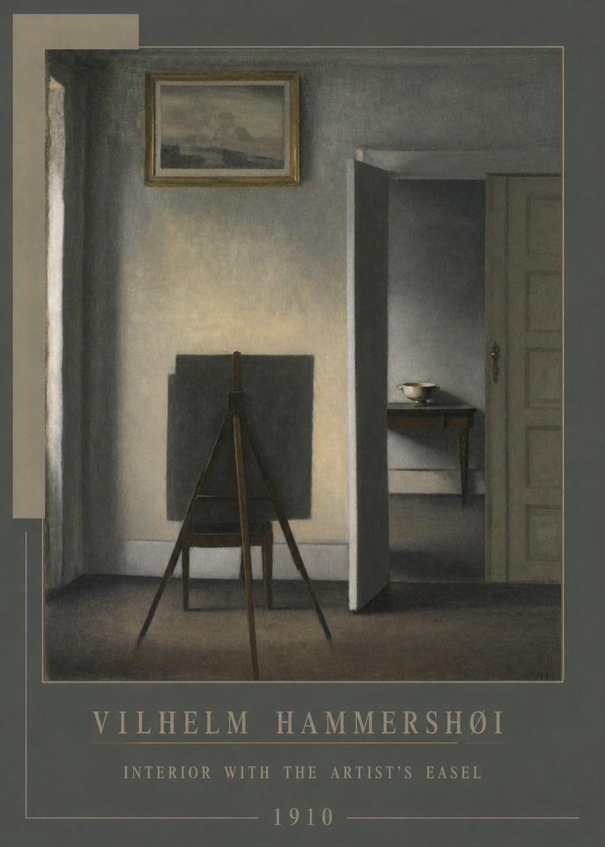 Vilhelm Hammershøi Interior with the Artist's Easel II No4 - Juliste