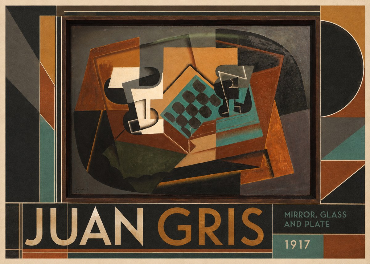 Juan Gris Mirror, Glass and Plate No1 - Juliste