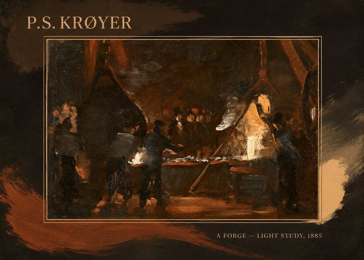 P.S. Krøyer A Forge — Light Study, 1885 No3 - Juliste
