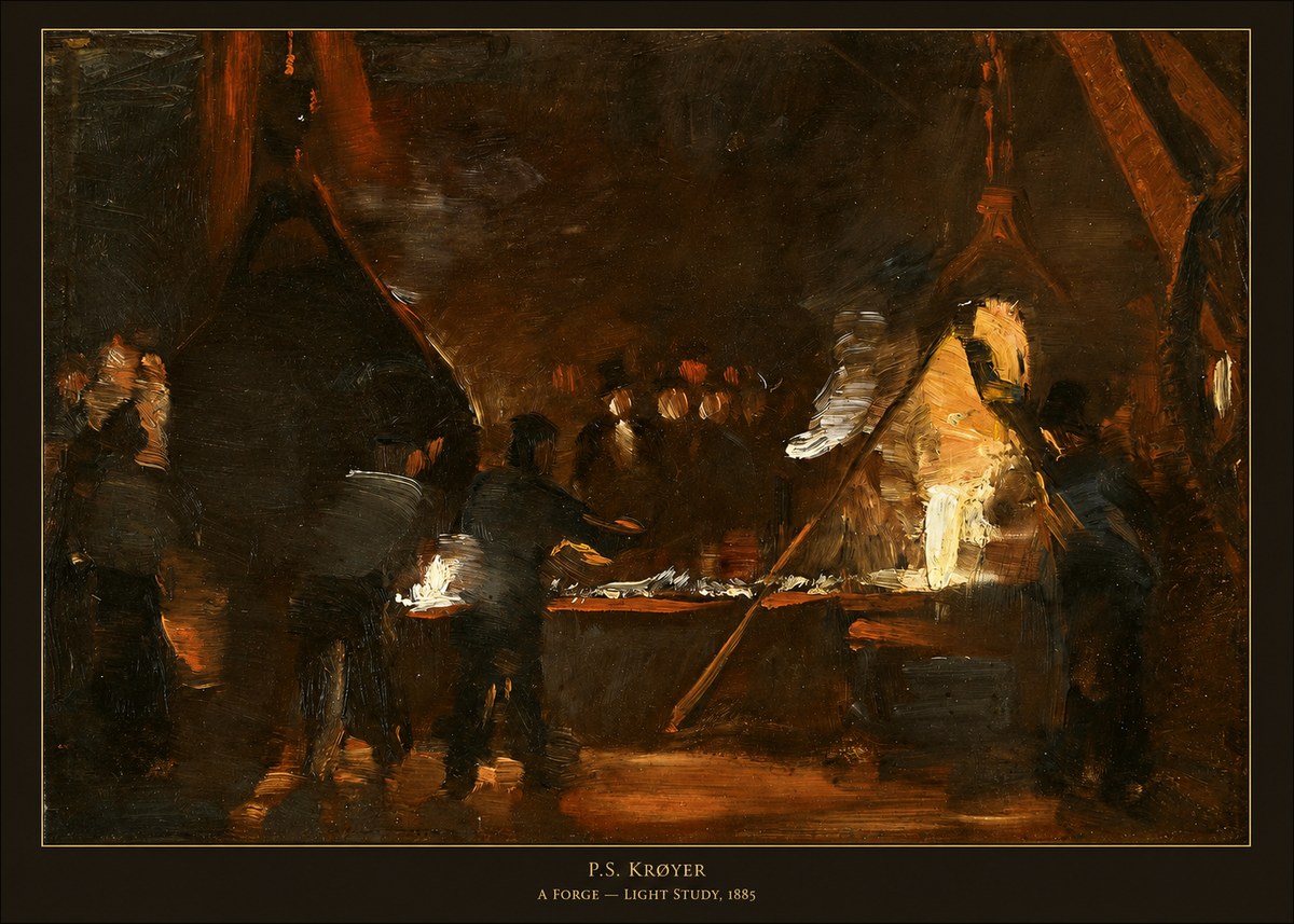 P.S. Krøyer A Forge — Light Study, 1885 No5 - Juliste