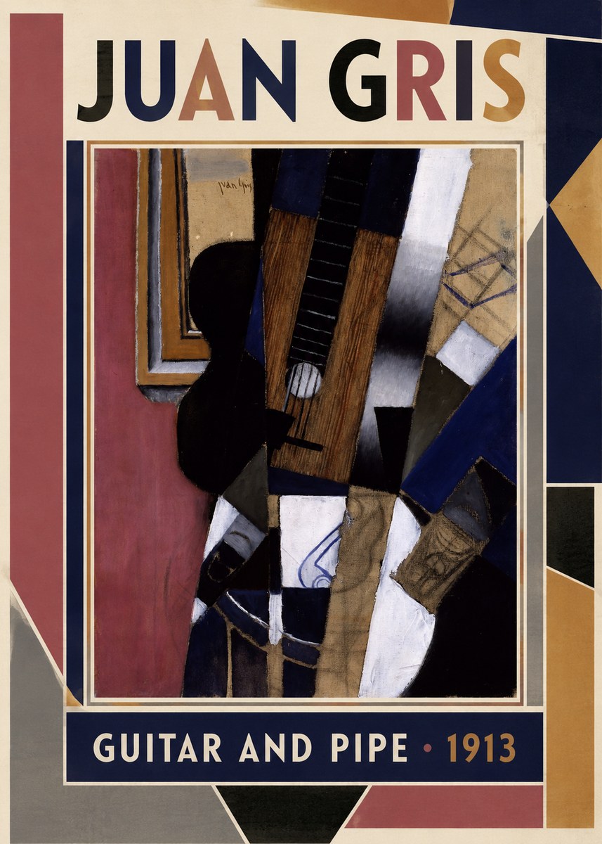 Juan Gris Guitar and Pipe II No1 - Juliste