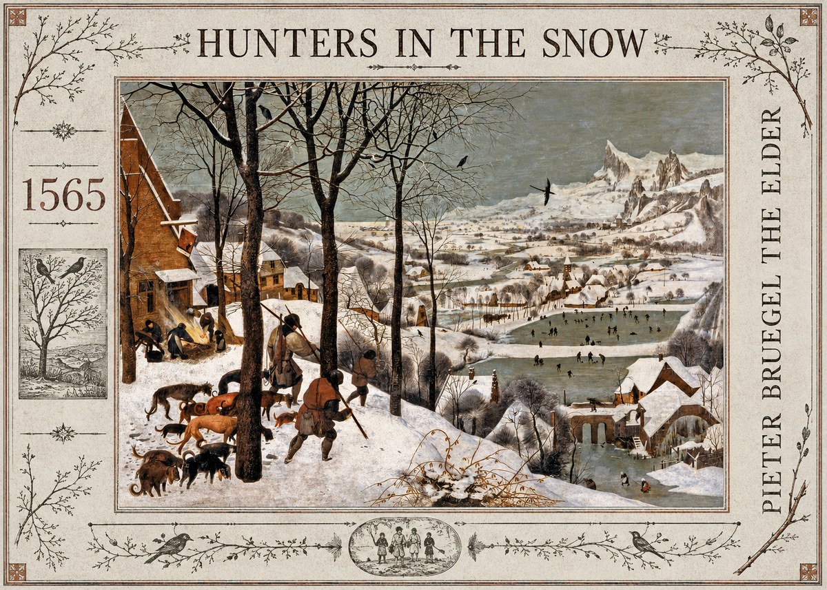 Pieter Bruegel Hunters in the Snow No2 - Juliste