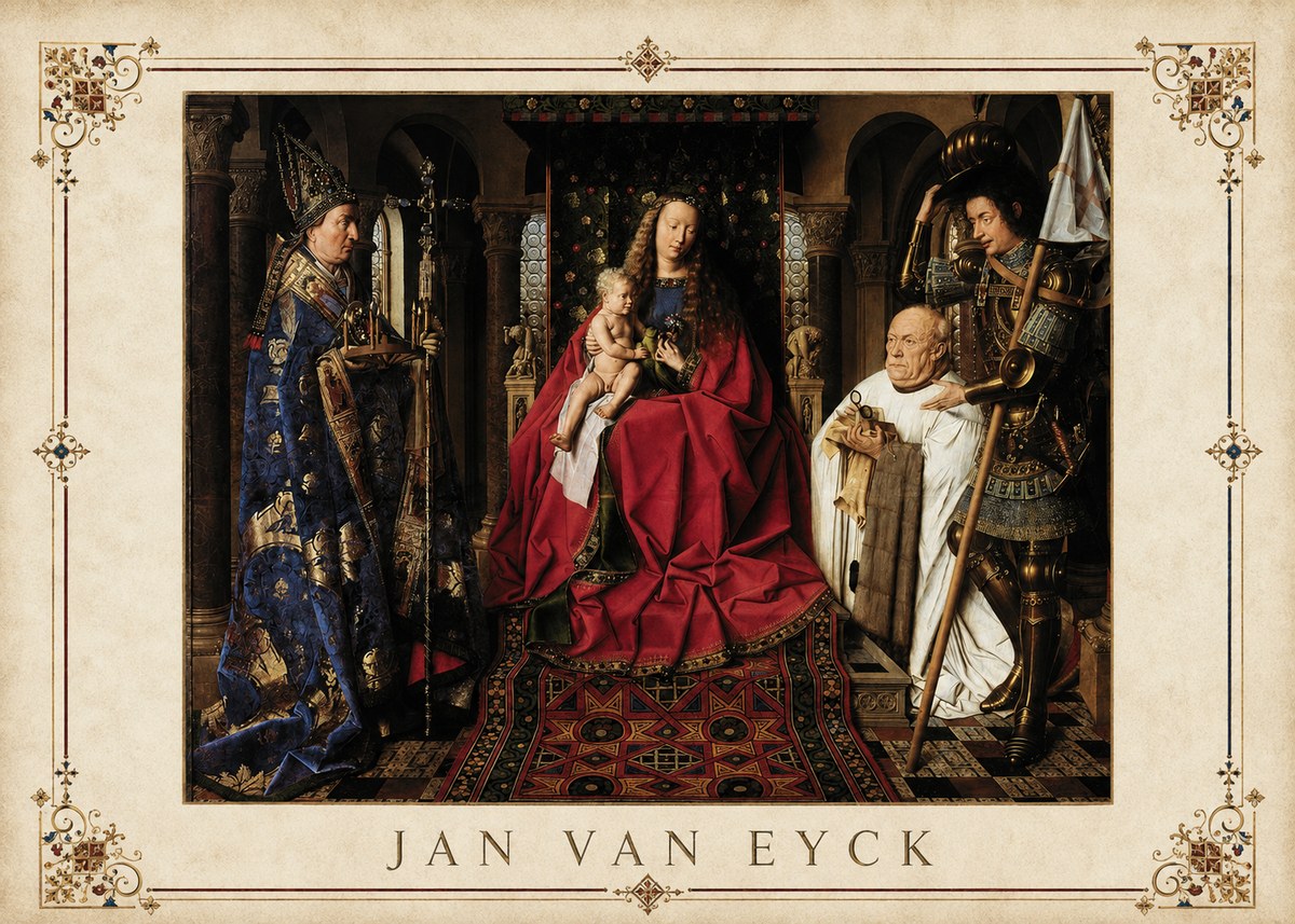 Jan van Eyck The Virgin and Child with Canon Van Der Paele No3 - Juliste