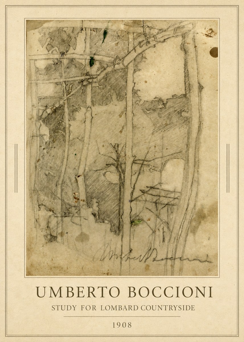 Umberto Boccioni Study for Lombard Countryside No1 - Juliste