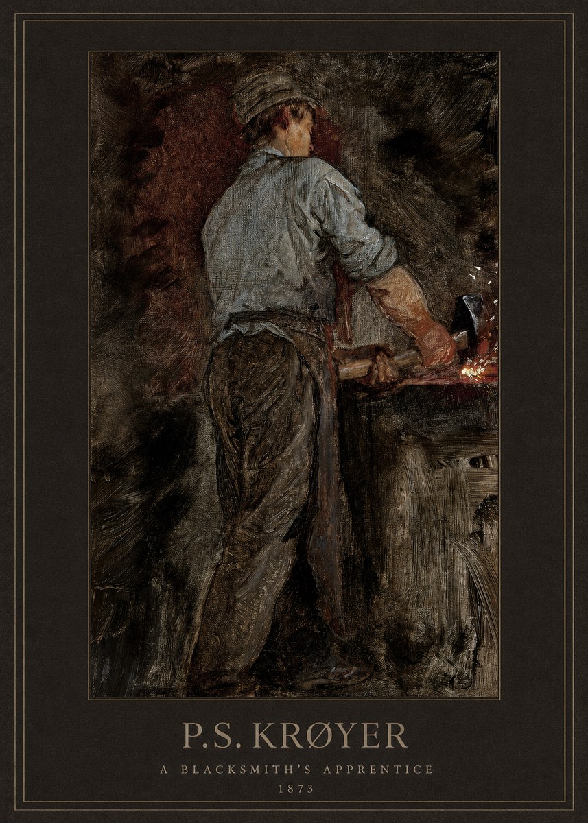 P.S. Krøyer A Blacksmith's Apprentice No3 - Juliste