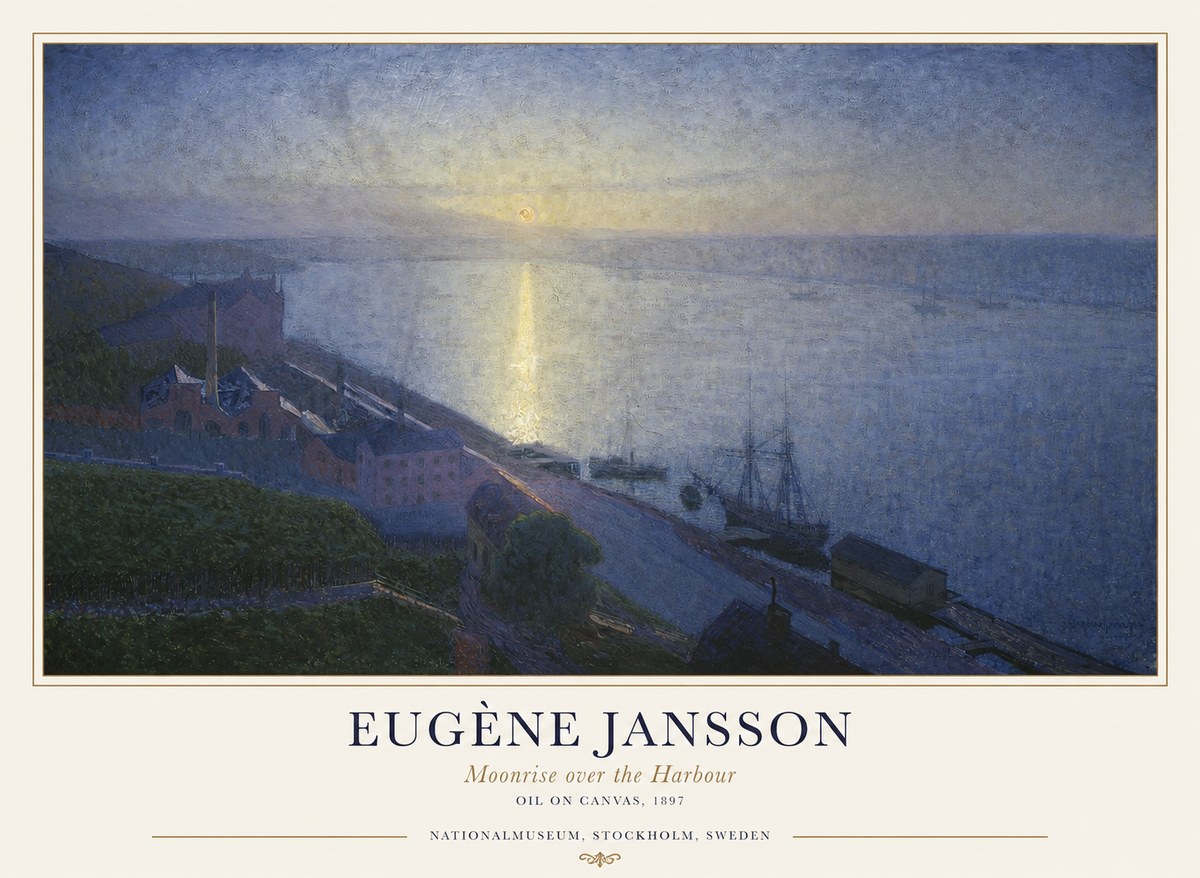 Eugène Jansson Moonrise over the Harbour No1 - Juliste