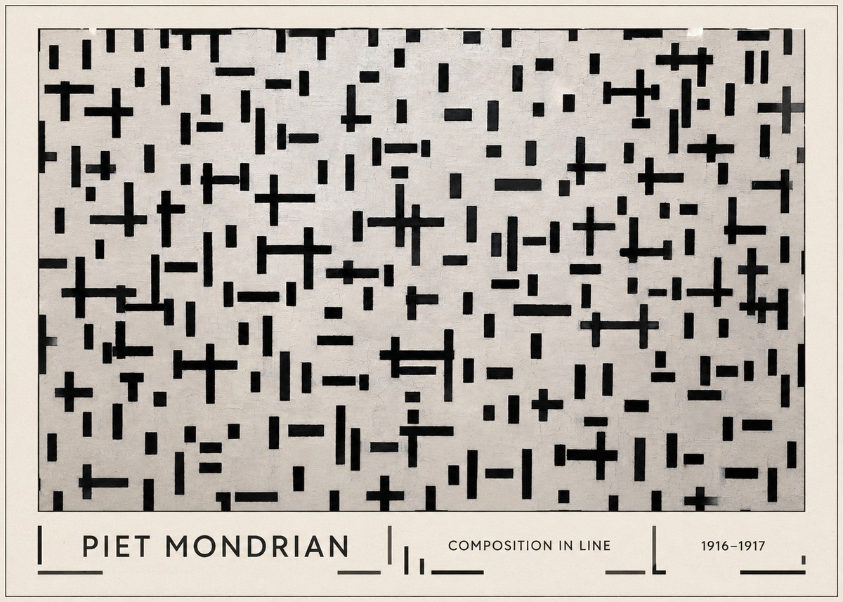 Piet Mondrian Composition in Line No1 - Juliste