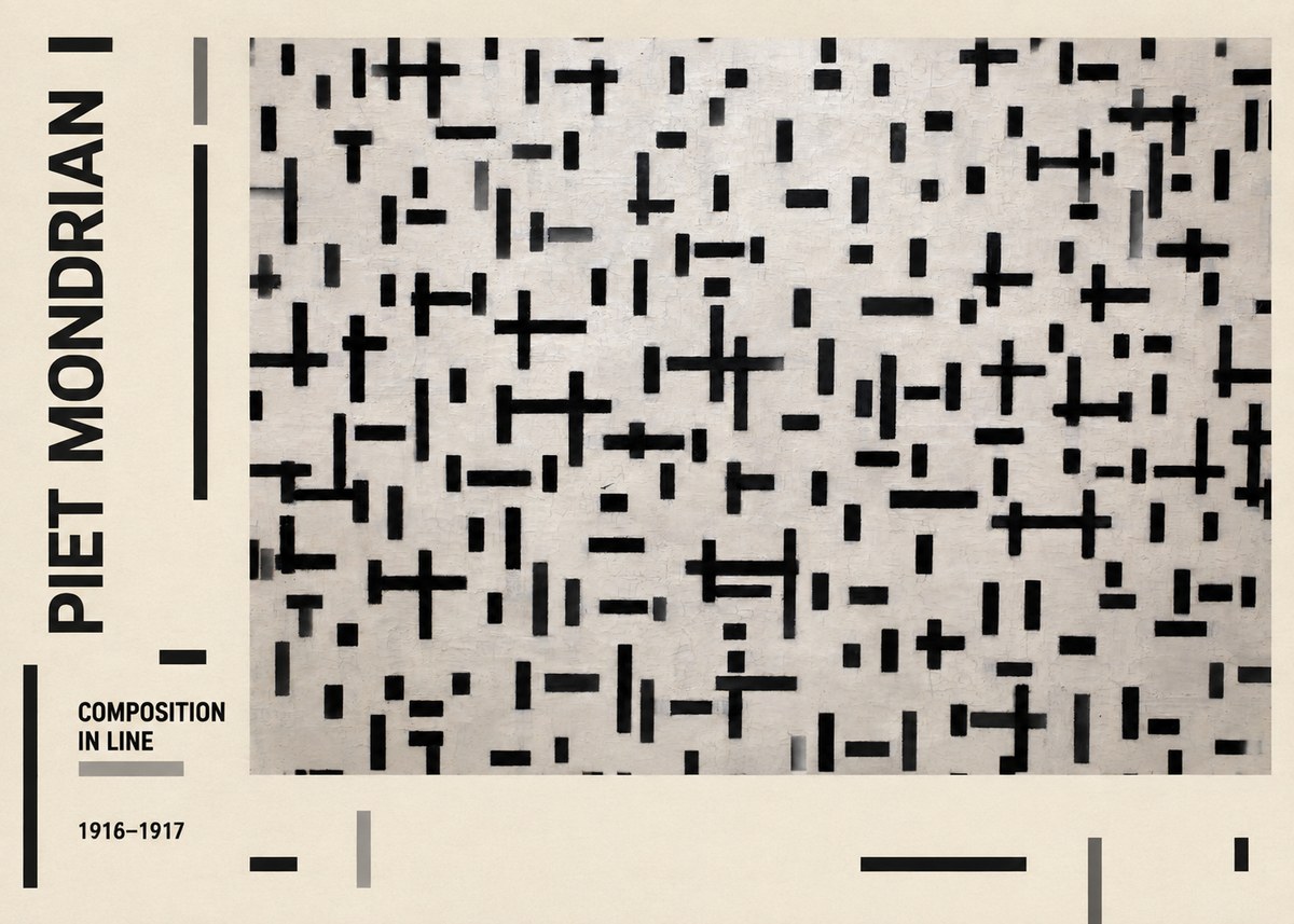 Piet Mondrian Composition in Line No2 - Juliste