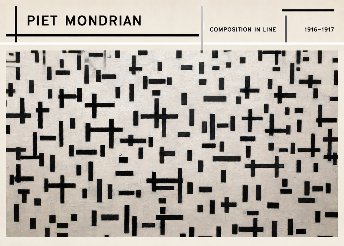 Piet Mondrian Composition in Line No3 - Juliste