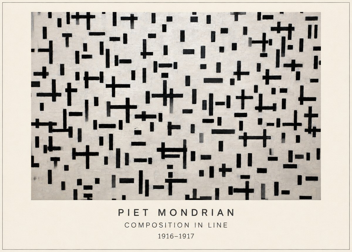 Piet Mondrian Composition in Line No4 - Juliste