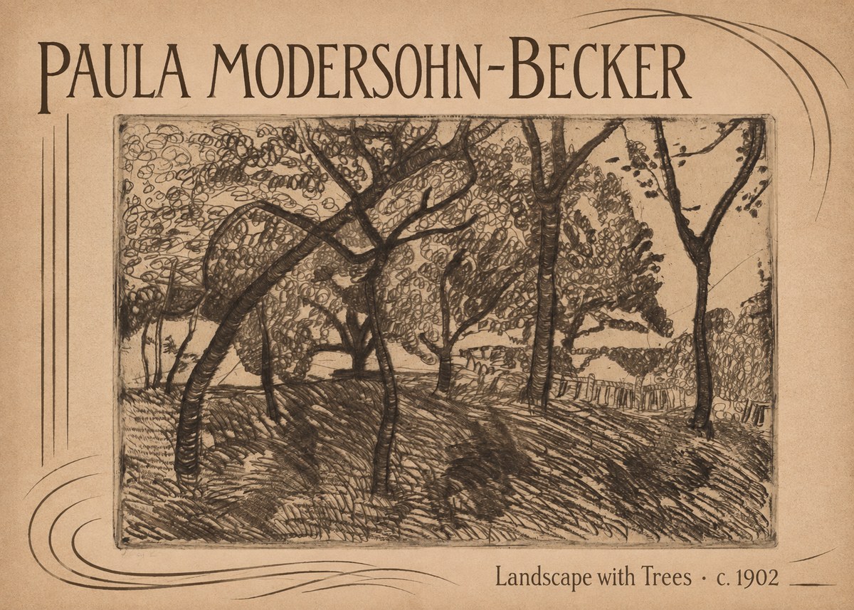 Paula Modersohn-Becker Landscape with Trees No2 - Juliste