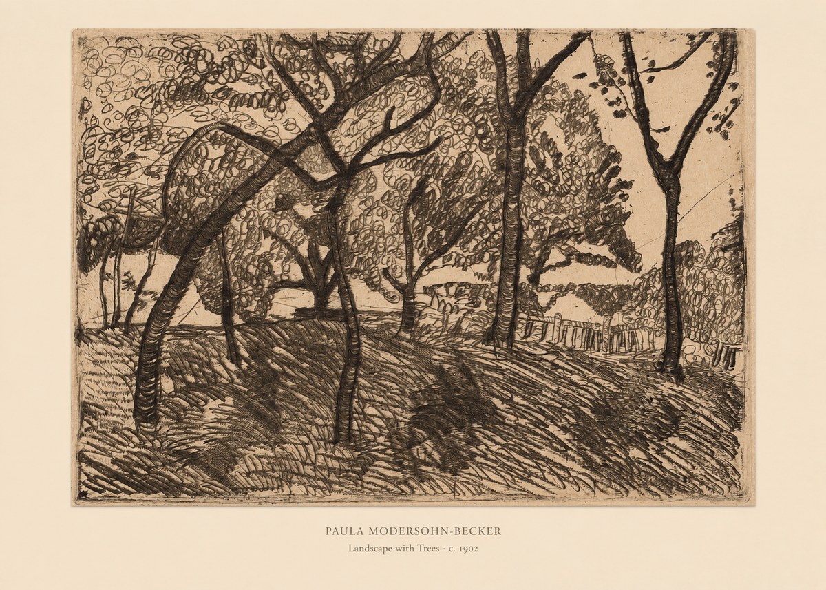 Paula Modersohn-Becker Landscape with Trees No6 - Juliste